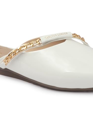 Image of Carlton London Women's Glossy Chain Detail Comfort Mules
