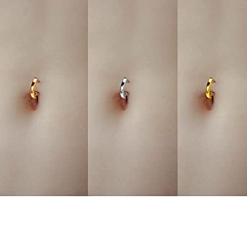 Gnoliew 14G Clicker Belly Button Rings For Women 316L Stainless Steel Belly Barbell Piercing Reverse Curved Navel Barbell Body Jewelry (3Pcs 10Mm) #TOP6