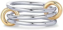 PAVOI 14K Gold Plated Interlocked Stackable Rings for Women | Statement Multi Ring Mixed Metals Stack | Cubic Zirconia Two-Toned Stacking Jewelry