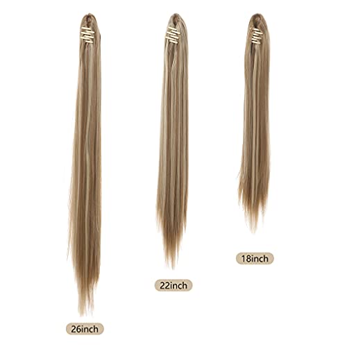 Hairpiece Claw In Ponytail Synthetic Fake Hair Extension Long Straight Afro Overhead Tail False Pigtail Blonde Clips Tail Dark Brown 26Inches #TOP7
