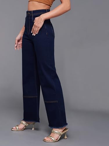 Image of Miss Chase Women's Wide Leg High Rise Regular-Length Stretchable Denim Jeans