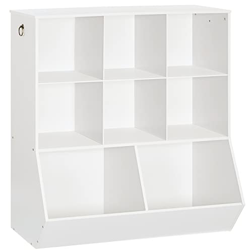 HOOBRO Kids Bookshelf, Toy Storage Organzier with 8 Cubicles, Bookcase Footboard, Bookshelf for Kids, for Playroom, Nursery, Bedroom, and School, White WT35CW01G1