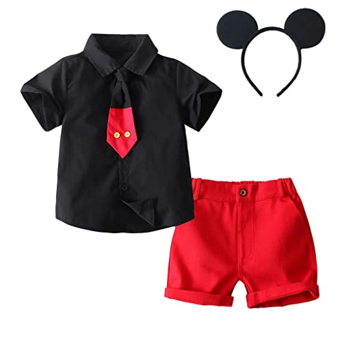 Jolly Fancy - Déguisement Costume Mickey Mouse avec Oreilles de Souris Cerceau pour Enfant Garçons Taille 5 ans
