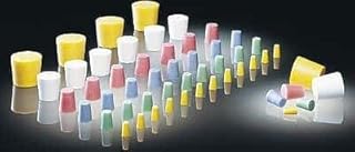 Cole-Parmer Essentials Solid Color-Coded Silicone Stoppers, Standard Size 5, White; 10/Bag