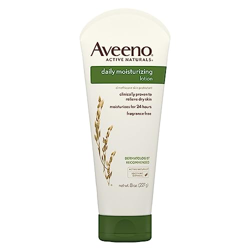 Image of Aveeno Daily Moisturizing Body Lotion with Soothing Prebiotic Oat, Gentle Lotion Nourishes Dry Skin With Moisture, Paraben-, Dye- & Fragrance-Free, Non-Greasy & Non-Comedogenic, 8 fl. oz