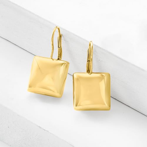 Ross-Simons Italian 18kt Gold Over Sterling Square Drop Earrings4