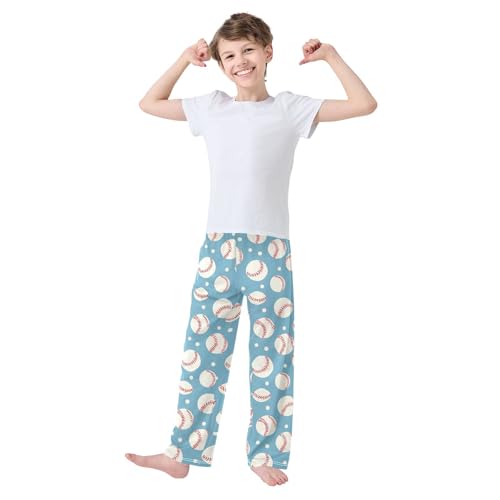 ALAZA White Polka Dot Baseball Ball Pajama Pants Long Sleep Pant Pajama Bottoms Elastic Waist with Pockets2