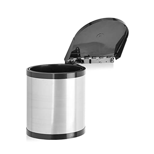 Relaxdays Cubo Basura Cocina con Tapa, Acero Inoxidable, Plateado y Negro, 29.5...