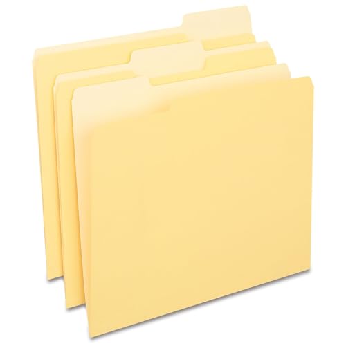 Staples File Folders, Letter Size, 1/3-Cut Tabs, Yellow, 100/Pack