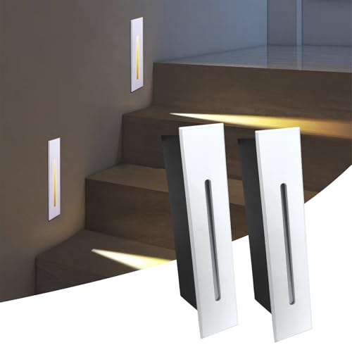 kpslucerna LED Stufenleuchte Treppenbeleuchtung – 2er Set IP65 Aluminium Wandleuchten für Wohnzimmer, Schlafzimmer, Treppenhaus Flur, Innen beleuchtung, Nachtlicht für Balkon, Zimmerdekor (weiß)