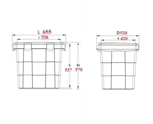 Daken Pit Box Pojemnik na Piasek i Sól, Czarny, 108 Litrów, 65x57x50 cm, 6.5 kg
