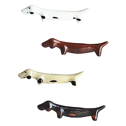 Abaodam 4個 日式家用可愛いセラミック犬型箸置き キッチン用箸ラック フォークスプーン対応 食卓装飾 箸休めに