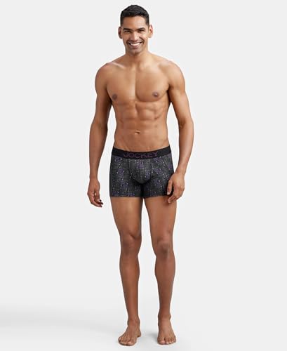 Image of Jockey FP23 Men's Super Combed Cotton Elastane Stretch Printed Trunk with Ultrasoft Waistband