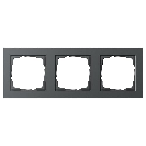 GIRA 021323 Abdeckrahmen 3fach E2 Anthrazit | Rahmenabdeckung für Schalter & Steckdosen | kompatibel mit Gira E2 & System55 Einsätzen | Thermoplast bruchsicher | Unterputz & Einschraubmontage