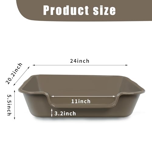 1 Pack Extra Large Dog Litter Box Pan Tray (ABS Material), Low Entry Jumbo Senior Litter Boxes for Multiple Kitten Big Cats, Pet Safe Indoor Dog Potty (Chocolate, 24" L x 20" W) - Image 3