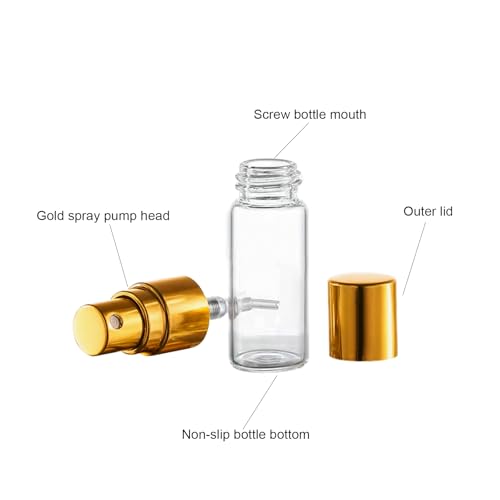 20 Pcs 3ml Clear Glass Mini Spray Bottle，Empty Sample Bottle Fine Mist Spray Bottles for Perfume, Travel Refillable Bottle (Clear, 3ml)2