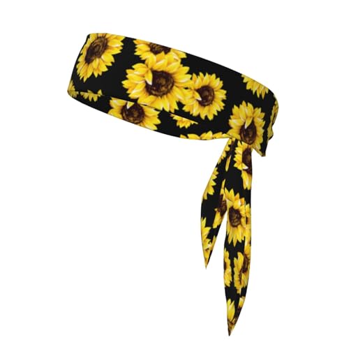 Sunflower Tie Headband for Men Women Adjustable Sports Sweatband Head Ties for Yoga Workout Running