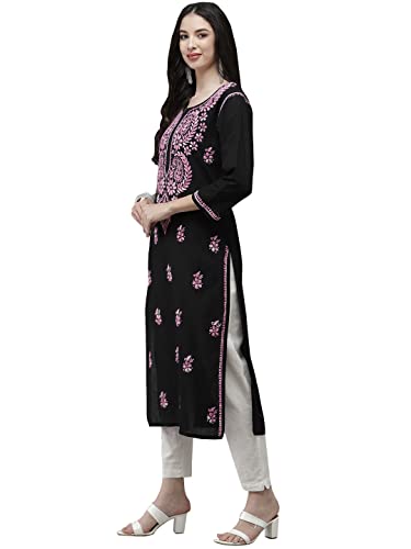 Image of Ada Hand Embroidered Lucknowi Chikankari Cotton Kurta Kurti for Women A411191