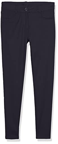 Image of Izod Girls' School Uniform Adaptive Chino Pants with Adjustable Waistband, Velcro Closure, and Faux Buttons