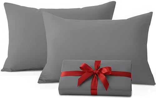 Moonlight Bedding Pillow Cases 2 Pack Grey Pillowcases Envelope Closure Super Soft Brushed Microfiber Standard House Wife Pillow Covers (50 X 75 CM)
