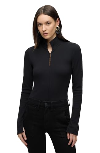 Body manches longues HUDSON en somptueux mélange de coton noir avec fermoirs robustes XL