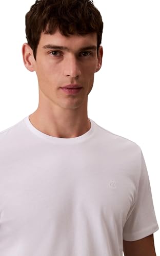 Calvin Klein Herren T-Shirt Kurzarm Classic Monogram Tee mit Rundhalsausschnitt, Weiß (Bright White), L – Ansicht 3