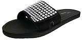leichtes Fußbett Linea Scarpa Rügen Luxus Badeschuhe extra leichte Pantoletten Damen mit Klettverschluß und Schmucksteinen: Größe: 40 EU  Farbe: Schwarz