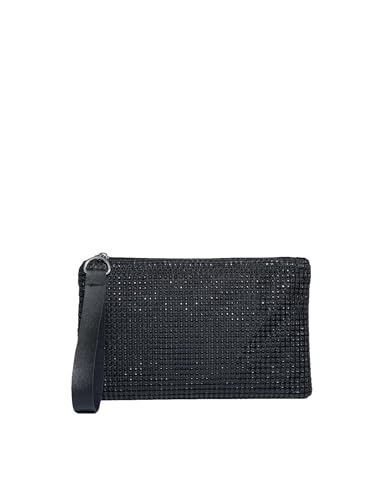 Verdusa Women's Rhinestone Evening Bag Clutch Handbags Glitter Wristlet Purse Black One-Size