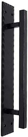 14" Rustic Hammered Black Barn Door Handle Pull for Interior and Exterior Barn Door Hardware