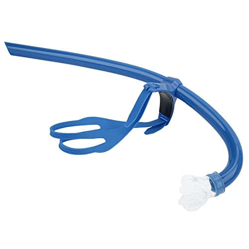 SPYMINNPOO Swim Snorkel Lap Swimming,Swimming Front Mounted Snorkel with Silicone Mouthpiece Swim Training Breath Gear for Swimming (Blue)