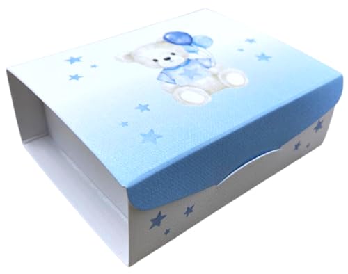 Boîtes d'ourson bleu pour anniversaire bébé et baptême x20