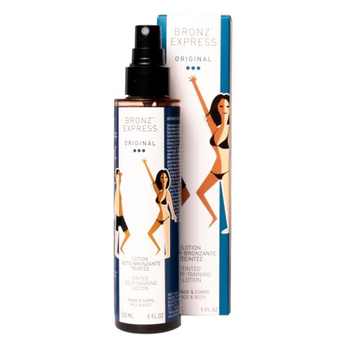 BRONZ EXPRESS | Selbstbräuner Gesicht und Körper Getönte | Lotion 150 Milliliter | Natürliche Bräune Ohne Sonne | Sofortige Gesunde Bräune | Französische Traditionsmarke Seit 1960 | Ikonische Formel 1