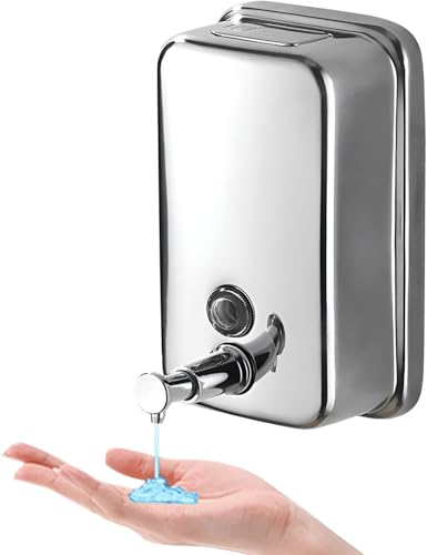 Accmuzzy Distributeur de savon mural en acier inoxydable - Distributeur de savon liquide - Pour la maison, la salle de bain, l'hôtel (500 ml)