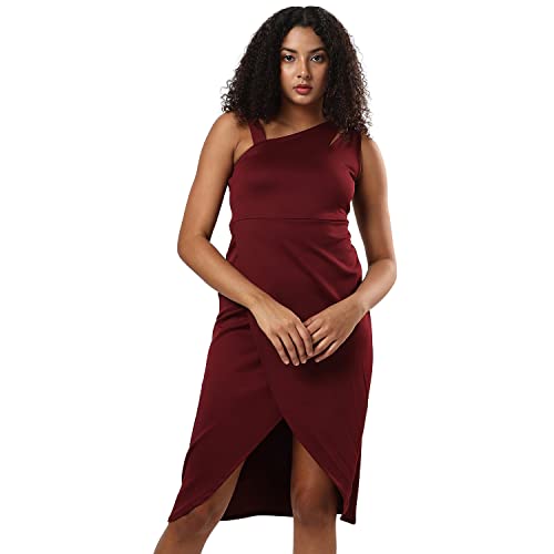 Image of PINACOLADA Women's Solid Dress for Casual Wear | Regular Sleeve | Quality Stretchable Fabric | Dress Crafted with Enhanced Stretch and Comfort Fit for Everyday Wear