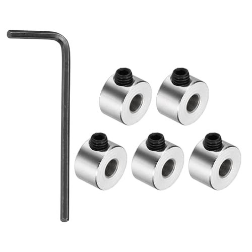 sourcing map 5 Pack Shaft Lock Collar, 3.05mm Bore Screw Lock Ring 8mm OD 5mm Height Steel Material Isolation for 3D Pri