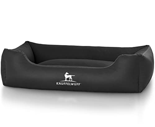 Knuffelwuff Kunstleder Hundebett Sidney XXL 120 x 85cm Schwarz - abnehmbarer Bezug - leicht zu reinigen - für große, mittelgroße und kleine Hunde