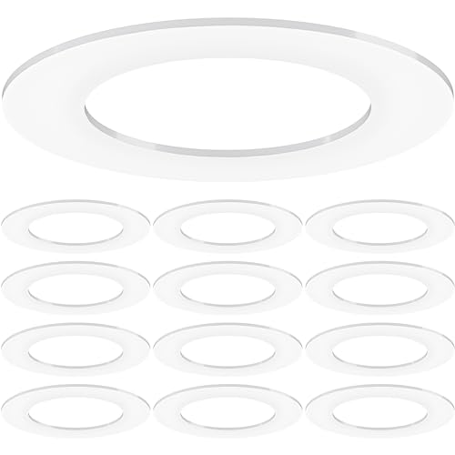 Image of Sunco 12 Pack Goof Rings for 4 Inch Recessed Lights White Can Light Goof Trim Ring, Outer Diameter 6.7-inch, Inner Diameter 4.25-inch, Durable Plastic Design, Matte Finish, Flush Mount