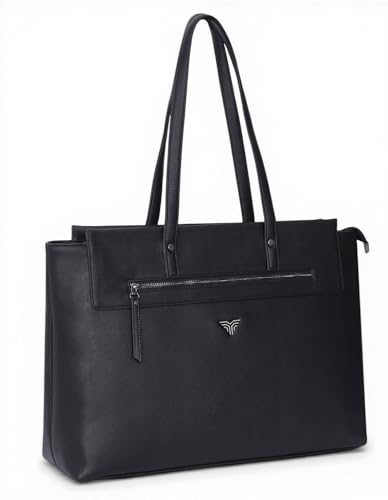 Image of Premium Women's Laptop Tote Bag | Handcrafted Leatherette Shoulder Handbag | 2 Pocket Stylish Office & Casual Carry Bag