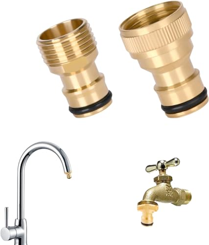 Adaptador de grifo, conector de manguera de grifo, rosca interior y exterior, para grifo o conexión de manguera (2 cm, 2 unidades)