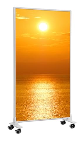 Könighaus Bild Infrarotheizung Standgerät - 450 Watt - Energiesparend = wärmt innerhalb von 2 Minuten - mit Standfüßen & Thermostat - mobile Standheizung - Echter Hingucker mit Motiv: Sonnenaufgang