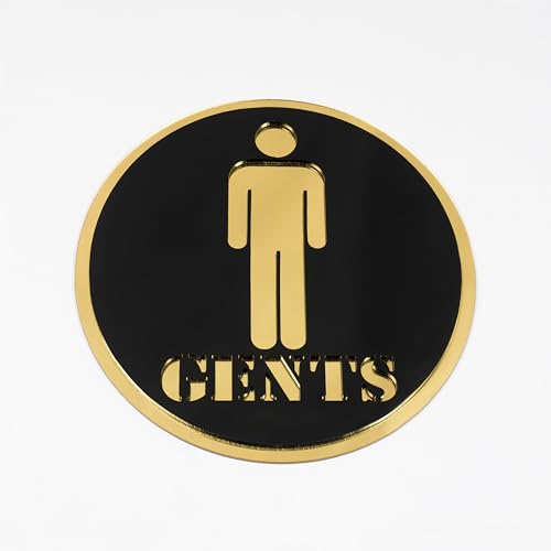 Image of Gent Round Acrylic Signage Sticker - Self-Adhesive Men Restroom Sign for Office, Storefront, Cafe, Hotel, Restaurant, Business & Shop - Premium Black Gold Label for Glass & Smooth Surfaces
