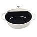 Dutch Oven with Lid 28cm Oval Cast Iron Stew Pot,Multi-Functional Enamel Casserole Dish Non-Stick Frying Pan Ideal for Baking,Braising,Fryin,Roasting,White