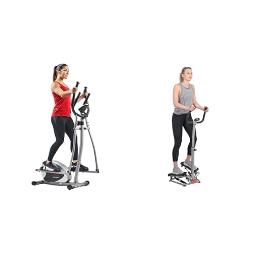 Sunny Health & Fitness Legacy Stepping Elliptical Machine, Total Body Cross Trainer with Ultra- Quiet Magnetic Belt Drive SF-E905 and Twister Stepper Machine - SF-S020027