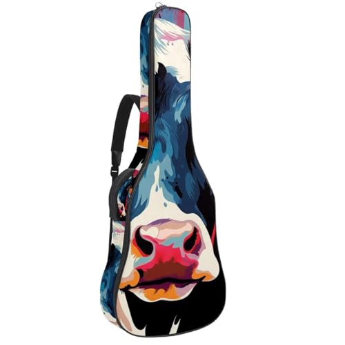 Housse de guitare acoustique 108 cm imperméable et rembourrée motif vache multicolore