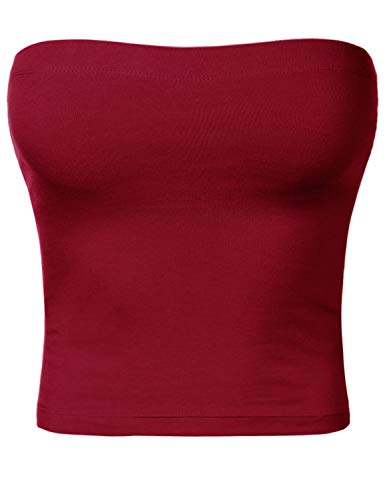 Image of Women's Shapewear Tube Tops Strapless Ruched Built-in Shelf Bra Casual