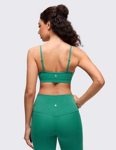 Image of CRZ YOGA Butterluxe V Neck Sports Bras | Light Support, Removable Pads, Yoga, Extremely Soft, Square Back, Adjustable Spaghetti Straps, for Women