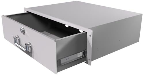 SYSRACKS Rackmount Lockable Drawer – Gray – Multiple Sizes (2U / 4U) (4U)