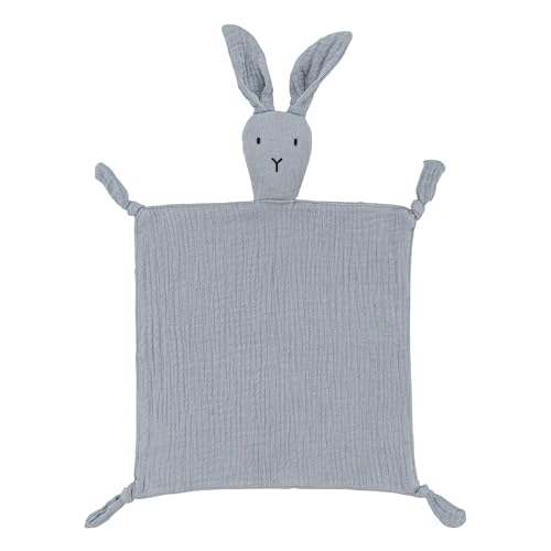 ZIGJOY Manta de Seguridad para Bebés con diseño de Conejo de algodón y muselin Comodidad del bebé Toalla Lindo niño niña Unisex Suave Regalo para recién Nacido Gris