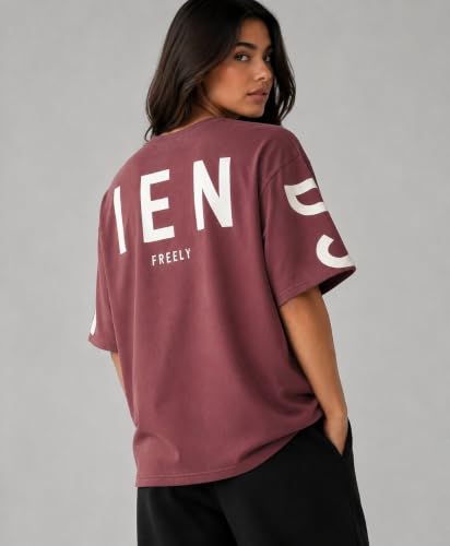 Image of ColorChakra Cotton Oversized Tshirt for Womens Down Shoulder Loose fit t-Shirt Women Baggy Style Oversize t-Shirt Korean fit