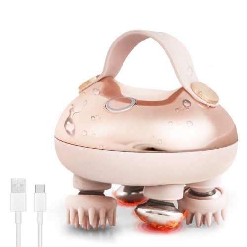 Image of arboleaf Heated Scalp Massager, Electric Head Massager Stress Relax | 4 rotating silicone heads, IPX7 waterproof, cordless rechargeable, pet friendly, gift for Mom Dad